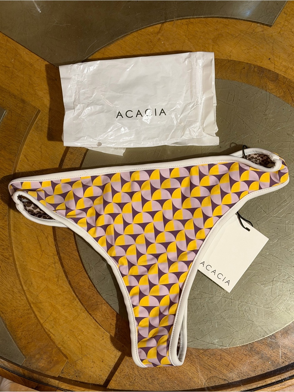 acacia swimwear Leopard Insole Slide with Yellow & White Accents